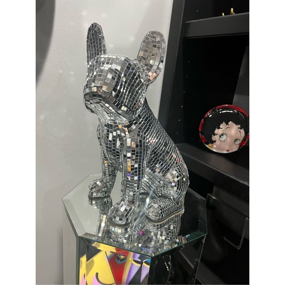 Disco dog frenchie french bulldog sculpture decor